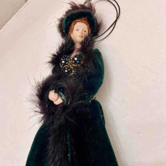 Vintage Auto or Christmas Ornament-Victorian Lady in Green Gown - Picture 10 of 12